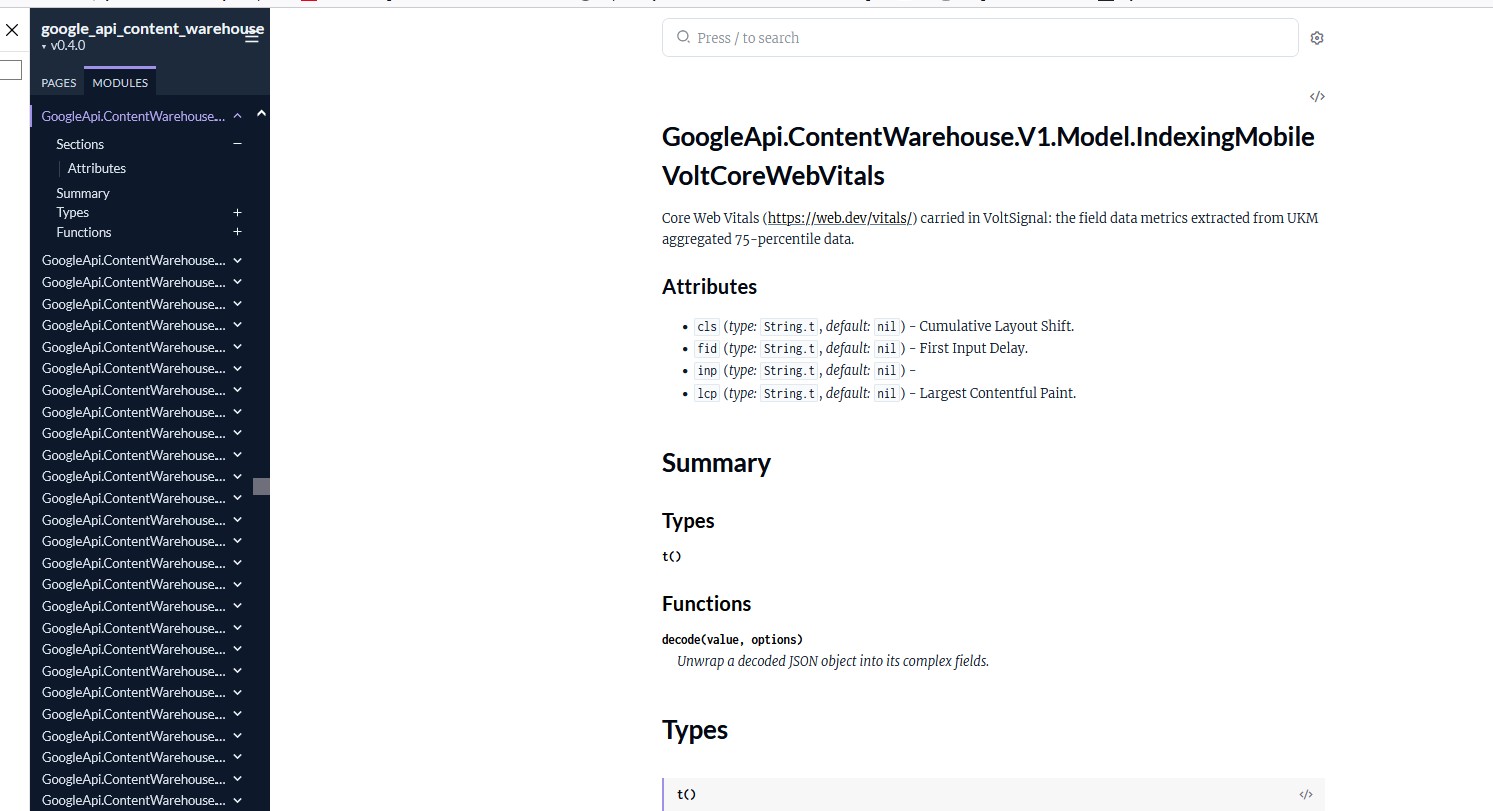 Core Web Vitals / Volt Google algorithm leak