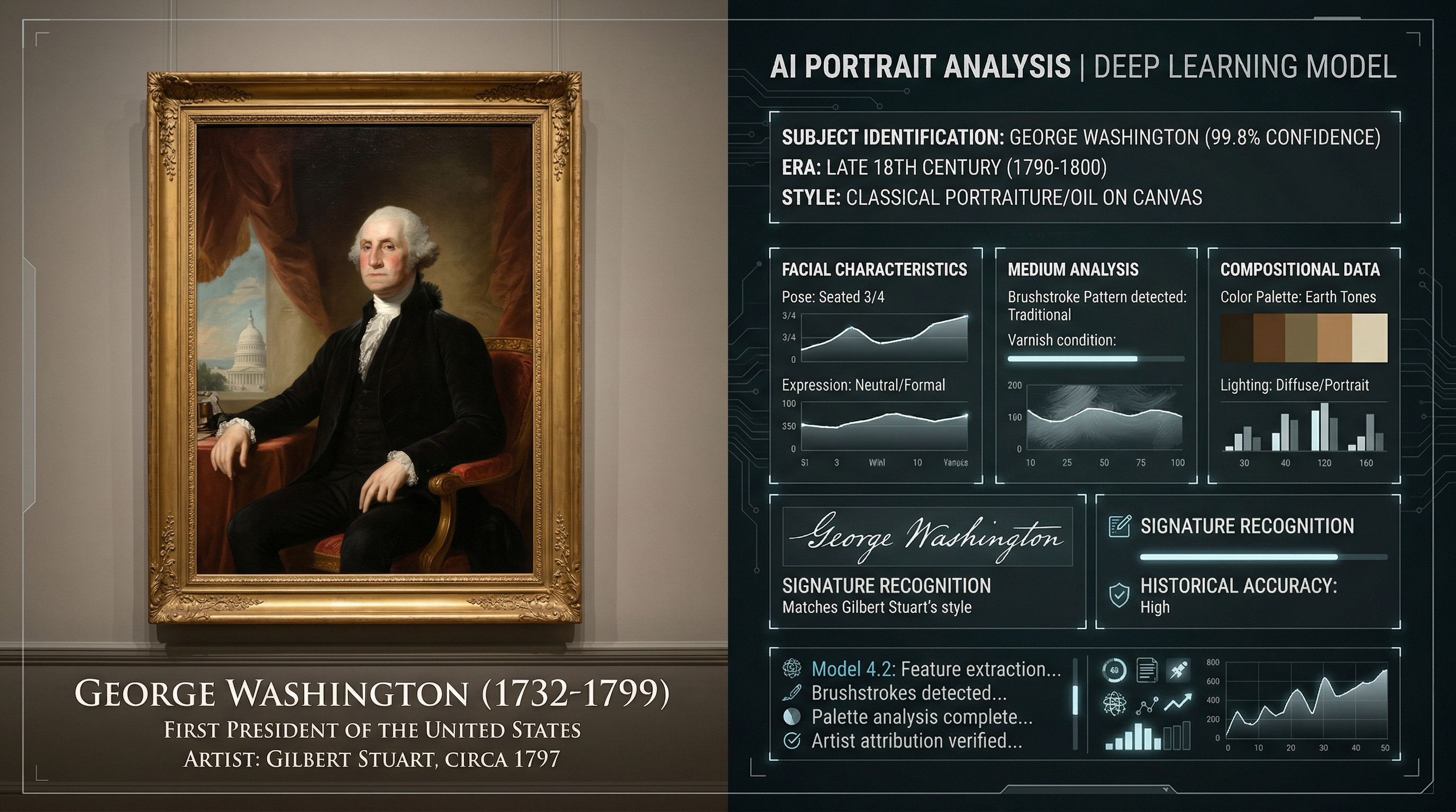 Editorial illustration for GPT-4 Vision analyzing images of American presidents.