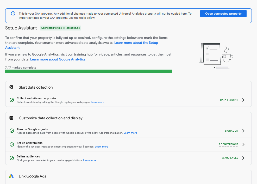 Google Analytics 4 real-time overview dashboard screenshot