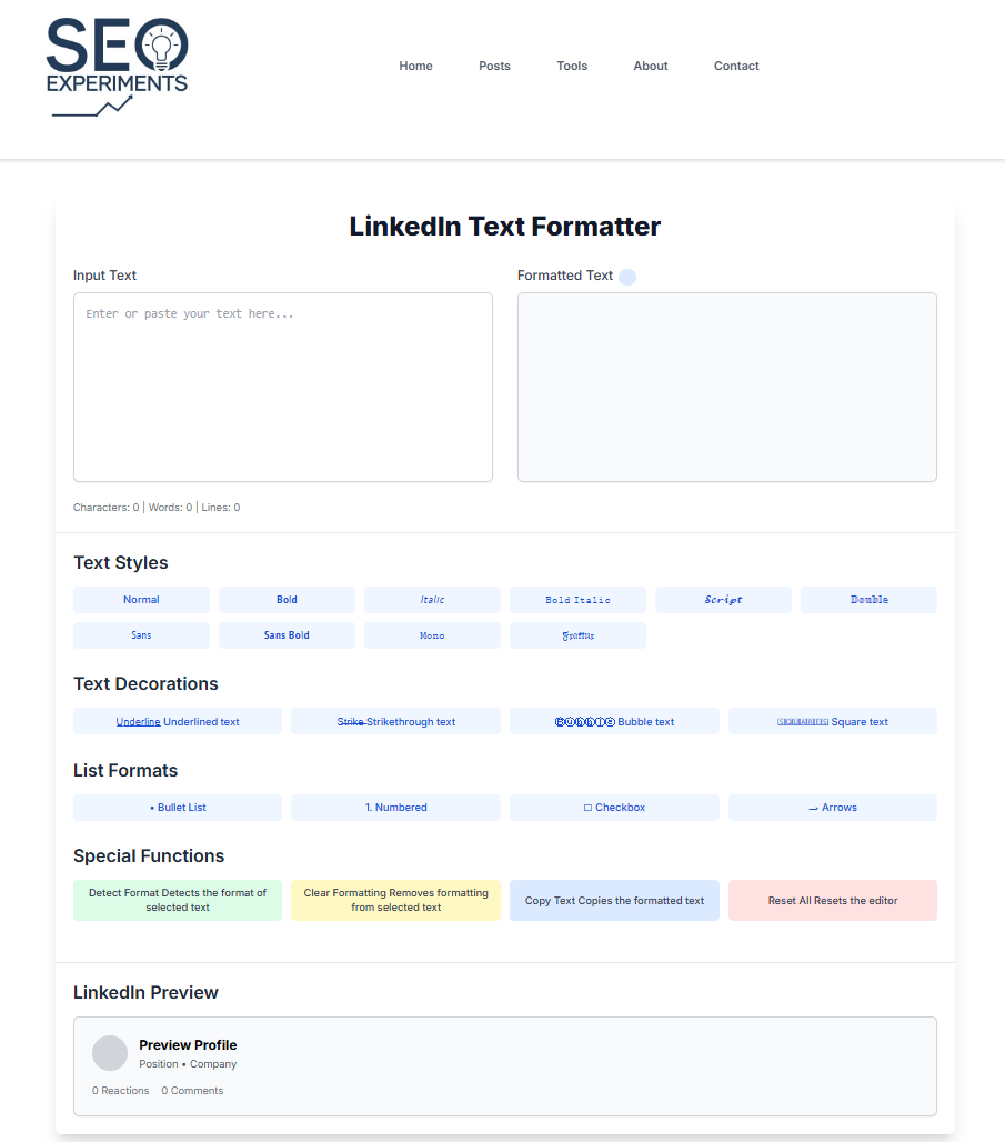 LinkedIn Text Formatter